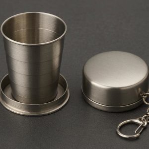 3 Expandable Stainless Steel Travel Cup With Keychain Case For Emergency Drinking And Pocket Storage