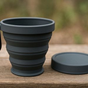 1 Collapsible Silicone Camping Cup With Lid For Portable Outdoor Hiking And Heat Resistant Travel Use