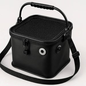 13 Multifunctional Collapsible Fishing Bucket With Oxygen Pump Hole And Mesh Cover For Live Bait