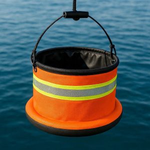18 Floating Folding Bucket For Boat Cleaning And Maritime Use With High Visibility Reflective Strips