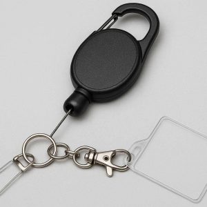 27 Retractable Reel Carabiner For ID Badges And Keys With Reinforced Steel Cord For Office Safety